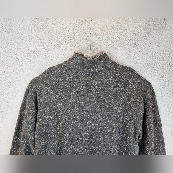 Buckle Black Mens Pull Over Faux Fur With Zip Textured Speckles Sweater Sz XL - Picture 12 of 14